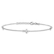Sterling Silver Rhodium-plated Open Cross 9in Plus 1in Ext. Anklet
