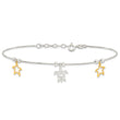Sterling Silver Gold Tone Turtle and Starfish 9in Plus 1in ext Anklet