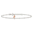 Sterling Silver Beaded Rose Tone Flamingo 9in Plus 1 inch Ext Anklet