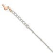 Sterling Silver Beaded Rose Tone Flamingo 9in Plus 1 inch Ext Anklet