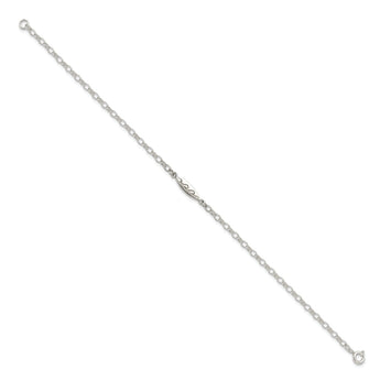 Sterling Silver Antiqued Polished Etched Waves Surfboard Link Anklet - Birthstone Company