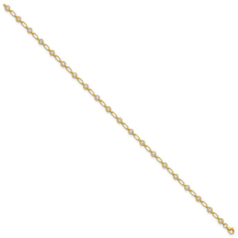 Sterling Silver Gold-tone Bezel CZ 10 inch Anklet