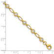 Sterling Silver Gold-tone Bezel CZ 10 inch Anklet