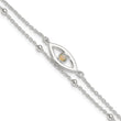 Sterling Silver Polished Created Opal Eye and Bead 9in Plus 1in ext Anklet