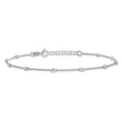 Sterling Silver Rhod-pltd Polished D/C Oval Beaded 9in w/1in ext Anklet