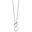 Sterling Silver Rhodium-plated Heart Toggle Paperclip Link 17in Necklace