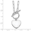 Sterling Silver Rhodium-plated Heart Toggle Paperclip Link 17in Necklace