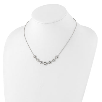 Sterling Silver Rhodium-plated Fancy CZ 17.75in w/2in ext Necklace