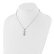 Sterling Silver Rhodium-plated Fancy 16in w/2in ext CZ Dangle Necklace