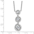 Sterling Silver Rhodium-plated Fancy 16in w/2in ext CZ Dangle Necklace
