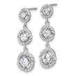 Sterling Silver Rhodium-plated CZ Dangle Post Earrings