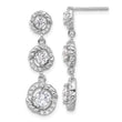 Sterling Silver Rhodium-plated CZ Dangle Post Earrings