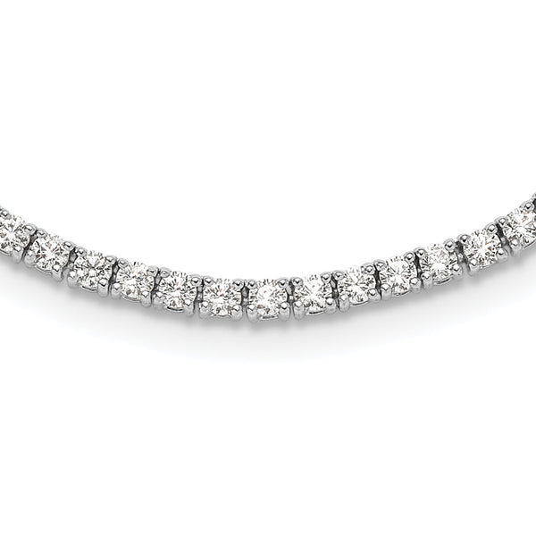 Sterling Silver Rhodium-plated Polished CZ Tennis Necklace