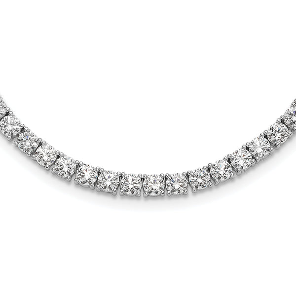 Sterling Silver Rhodium-plated 4mm CZ 17in Tennis Necklace