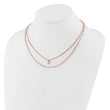 Sterling Silver Rose Gold-plated CZ Heart 17in w/2in ext. Necklace