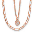 Sterling Silver Rose Gold-plated CZ Heart 17in w/2in ext. Necklace