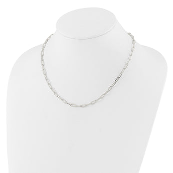 Sterling Silver Rhodium-plated 4.2mm Paperclip Link w/ 2in ext Necklace