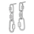 Sterling Silver Rhodium-plated CZ Link Dangle Post Earrings
