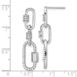 Sterling Silver Rhodium-plated CZ Link Dangle Post Earrings
