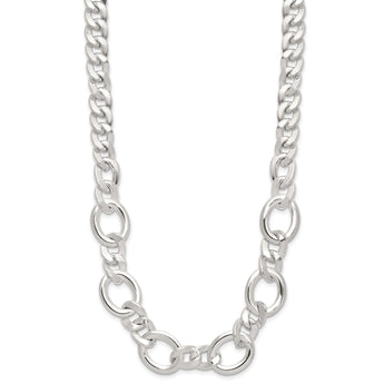 Sterling Silver Polished Fancy Link Necklace