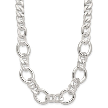Sterling Silver Polished Fancy Link Necklace