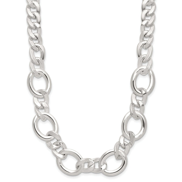 Sterling Silver Polished Fancy Link Necklace