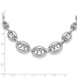 Sterling Silver Rh-plated Hollow Graduated Marina Link 17in Necklace