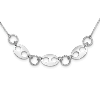 Sterling Silver Rhodium-plated D/C Link  w/2 in ext. Necklace