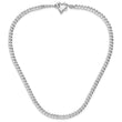 Sterling Silver Rhod-plated Heart Clasp Fancy D/C Curb 16.5in Necklace