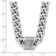 Sterling Silver Rhodium-plated CZ Curb Link 17.5in with 2in Ext Necklace
