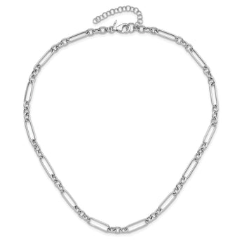 Sterling Silver Rhodium-plated Open Link 18in w/2in ext. Necklace