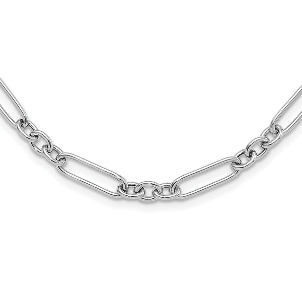 Sterling Silver Rhodium-plated Open Link 18in w/2in ext. Necklace