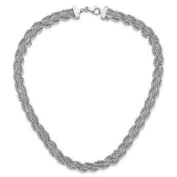 Sterling Silver Rhodium-plated Rope Link Fancy 18.5in Necklace