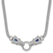 Sterling Silver Rhodium-plated Blue and Clear CZ Elephant Head Necklace