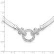 Sterling Silver Rhodium-plated CZ Herringbone 16in with 2in ext. Necklace