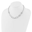 Sterling Silver Rhodium-plated Fancy Ovals w/2in ext. Necklace