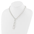 Sterling Silver Polished and Hollow Fancy Link Drop Necklace