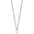 Sterling Silver Rh-plated 18in w/2in ext Fancy 2-Strand Ovals Necklace