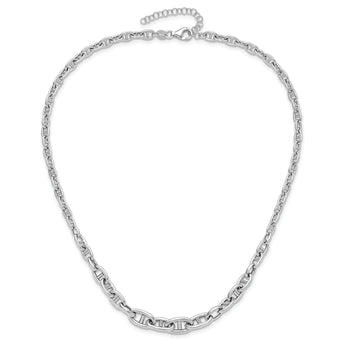 Sterling Silver Rhodium-plated 17 w/2in ext Fancy Link Necklace