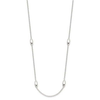 Sterling Silver Polished Fancy Beaded Link 18in Necklace