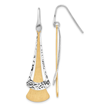 Sterling Silver RH-plated and Gold-plated Fancy Dangle Earrings