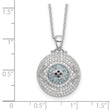 Sterling Silver Rh-plated Created Blue Spinel and CZ Evil Eye 18in Necklace