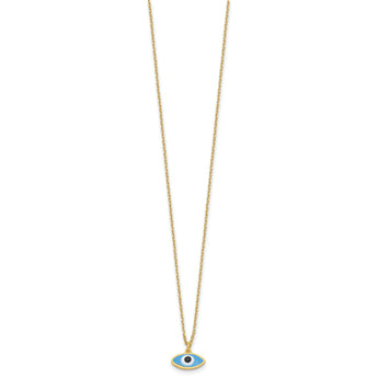 Sterling Silver Gold-plated Enamel Evil Eye w/1in ext. Necklace