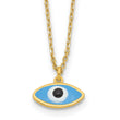 Sterling Silver Gold-plated Enamel Evil Eye w/1in ext. Necklace