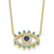 Sterling Silver Gold-tone Glass and Glass Crystal Evil Eye Necklace