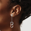 Sterling Silver Rhodium-plated Rose-tone CZ Hearts Dangle Post Earrings