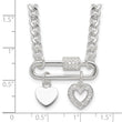 Sterling Silver RH-plated CZ Heart Moveable 16.25in w/2in ext Necklace