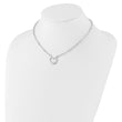 Sterling Silver RH-plated CZ Heart Paperclip Link 16in w/2in ext Necklace