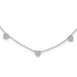 Sterling Silver RH-plated w/Micro Pave CZ Hearts 16in w/2in ext Necklace