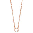 Sterling Silver Rose-tone CZ Heart Paper Clip with 2in ext. Necklace
